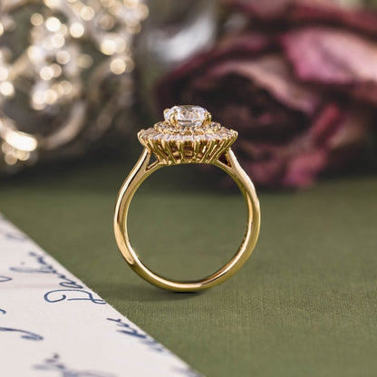 Marquise Shaped Three Stone Lab Grown Diamond Engagement Ring