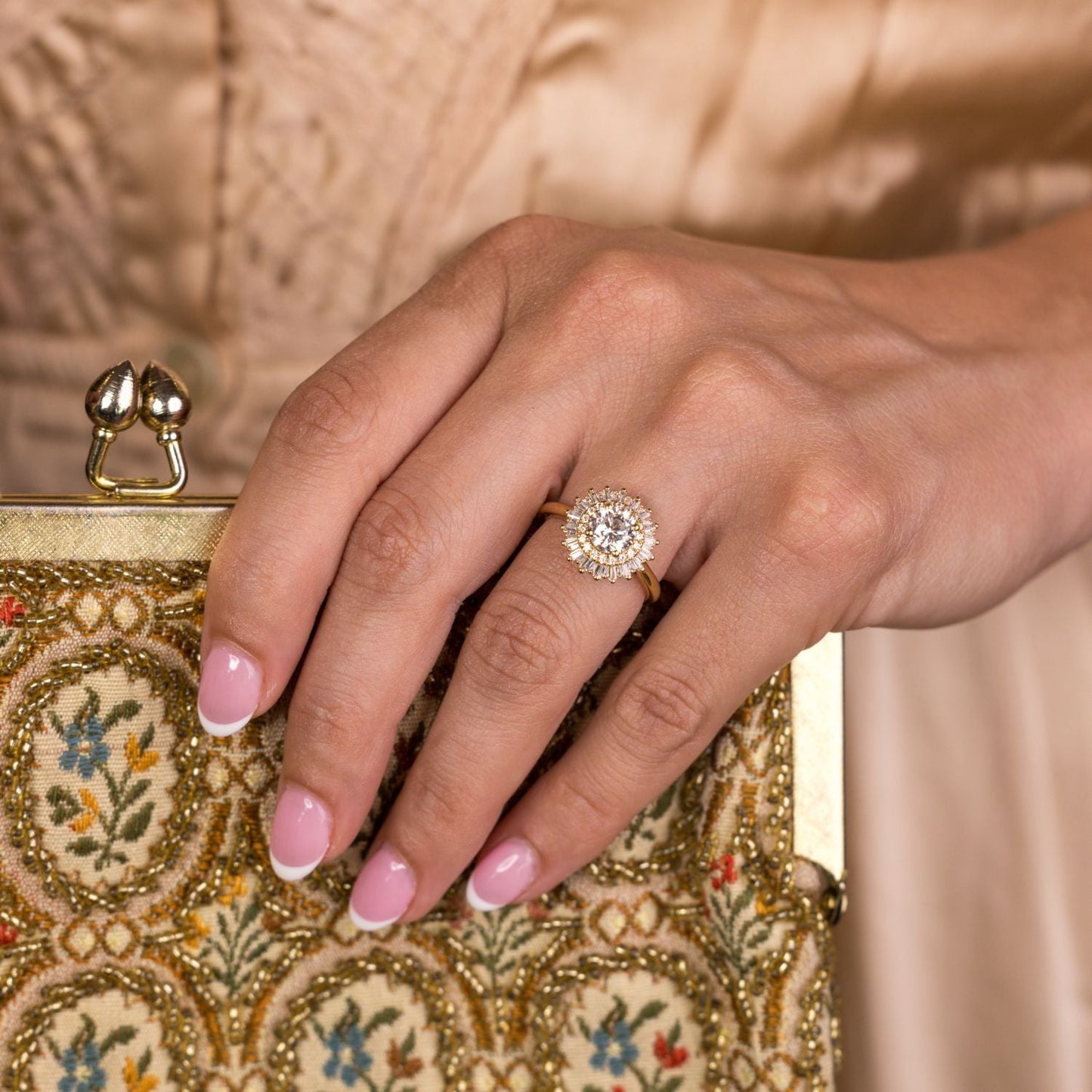 Marquise Shaped Three Stone Lab Grown Diamond Engagement Ring