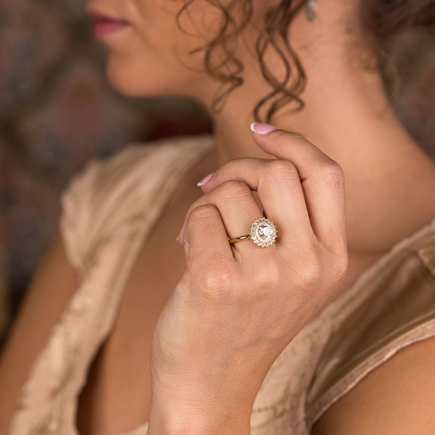 Marquise Shaped Three Stone Lab Grown Diamond Engagement Ring