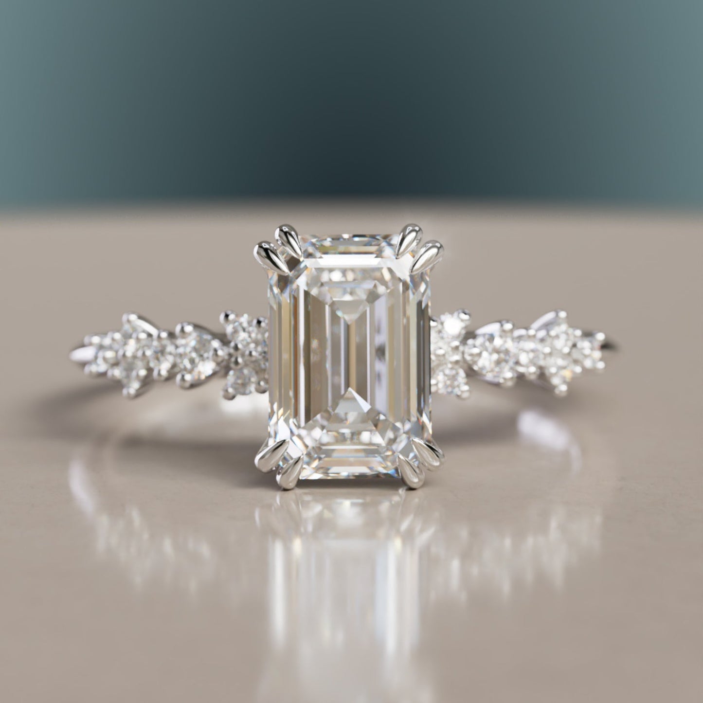 Marquise Shaped Three Stone Lab Grown Diamond Engagement Ring