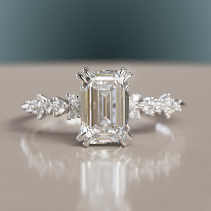 Marquise Shaped Three Stone Lab Grown Diamond Engagement Ring