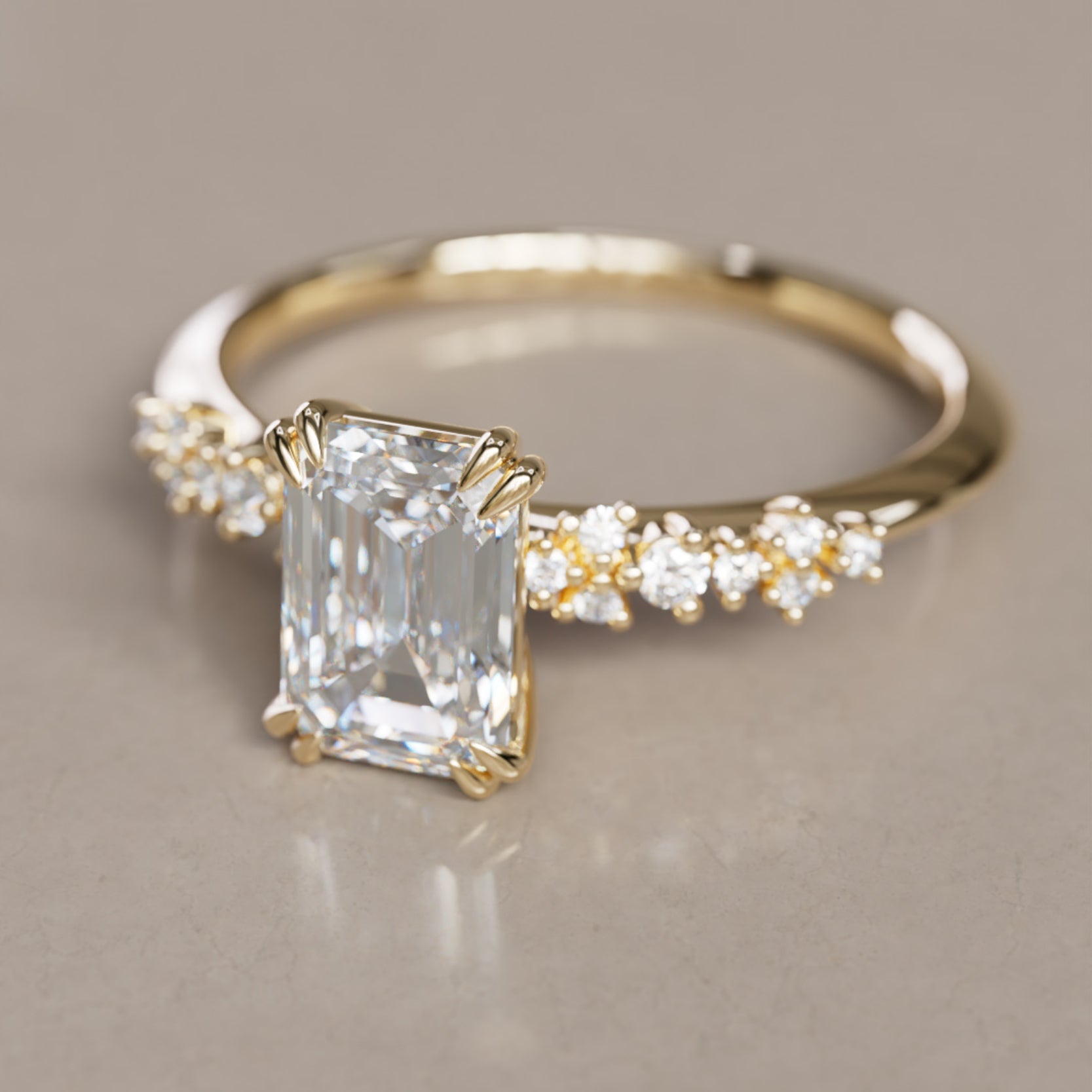 Marquise Shaped Three Stone Lab Grown Diamond Engagement Ring