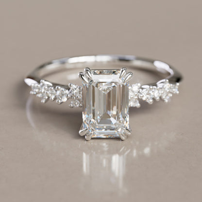 Marquise Shaped Three Stone Lab Grown Diamond Engagement Ring