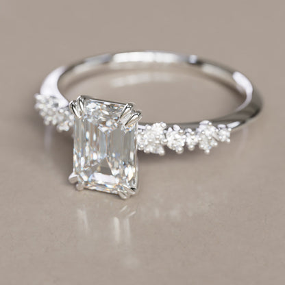 Marquise Shaped Three Stone Lab Grown Diamond Engagement Ring