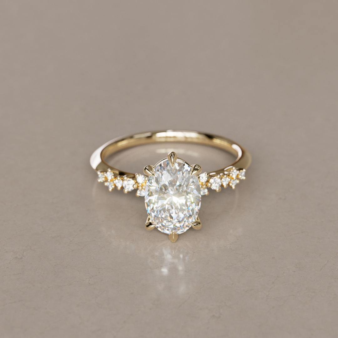 Marquise Shaped Three Stone Lab Grown Diamond Engagement Ring