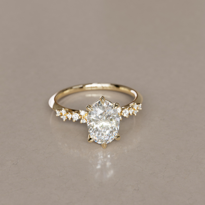 Marquise Shaped Three Stone Lab Grown Diamond Engagement Ring