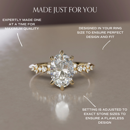 Marquise Shaped Three Stone Lab Grown Diamond Engagement Ring