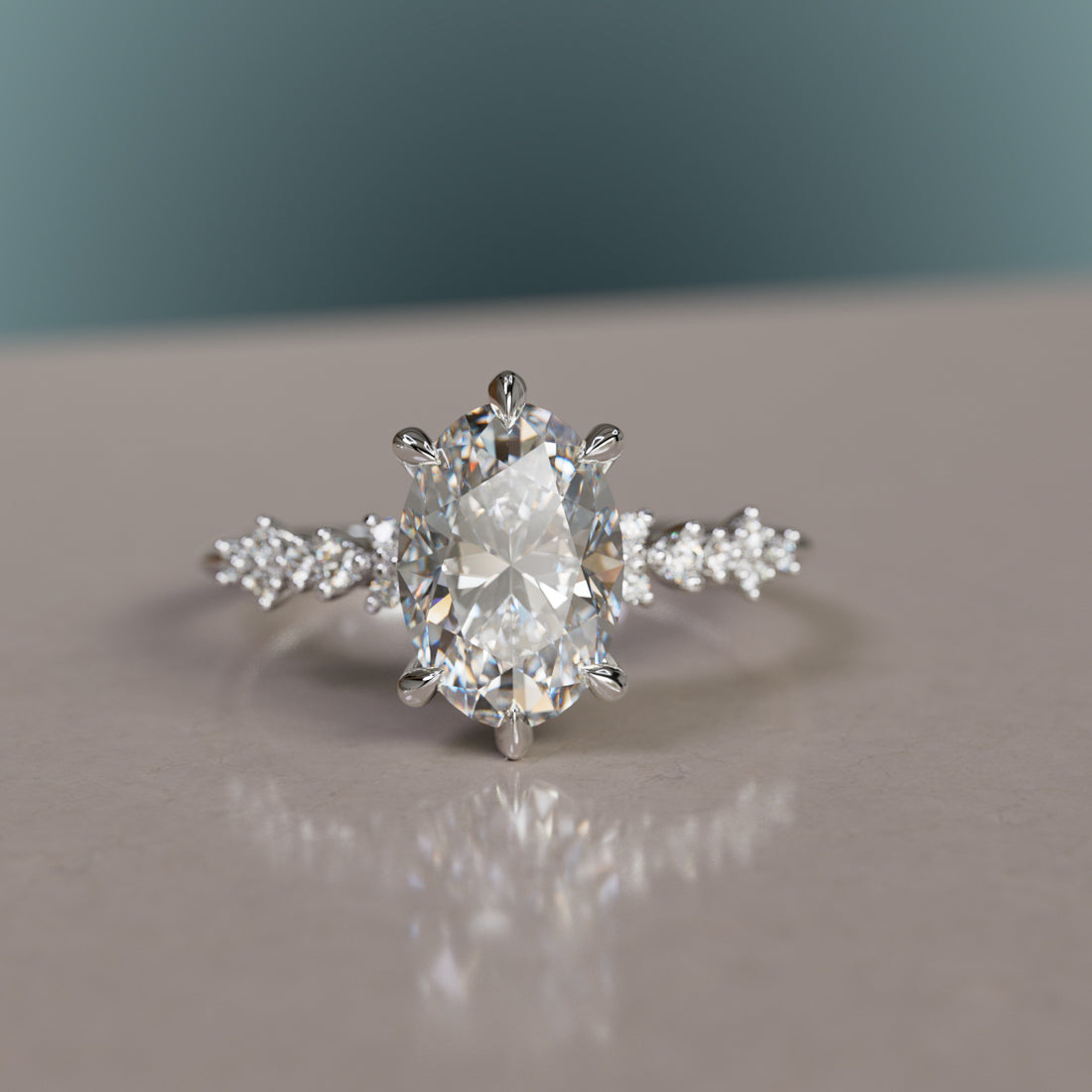 Marquise Shaped Three Stone Lab Grown Diamond Engagement Ring