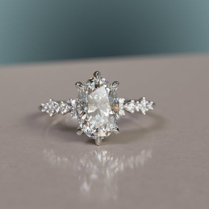 Marquise Shaped Three Stone Lab Grown Diamond Engagement Ring