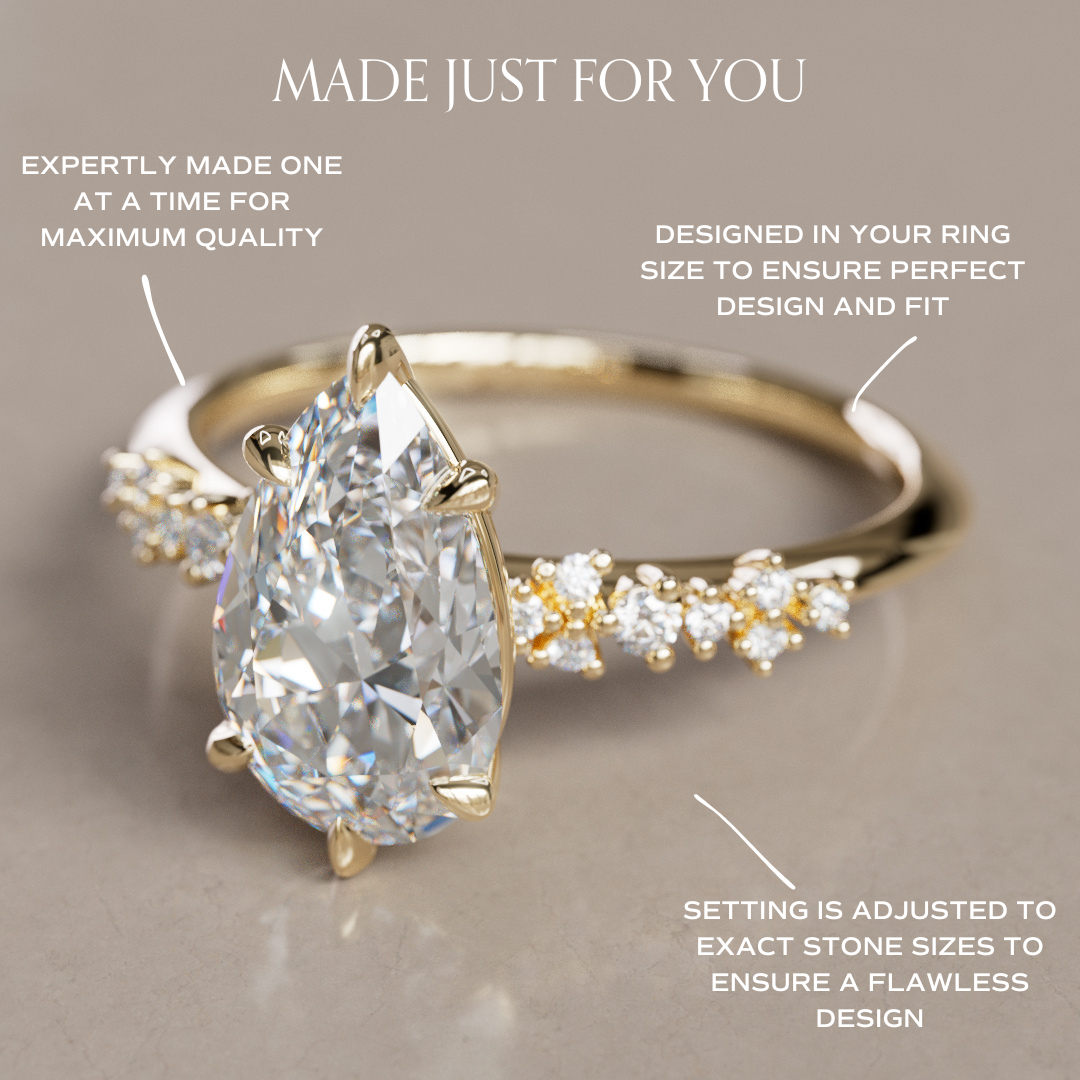 Marquise Shaped Three Stone Lab Grown Diamond Engagement Ring