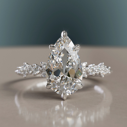 Marquise Shaped Three Stone Lab Grown Diamond Engagement Ring