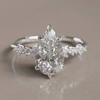 Marquise Shaped Three Stone Lab Grown Diamond Engagement Ring