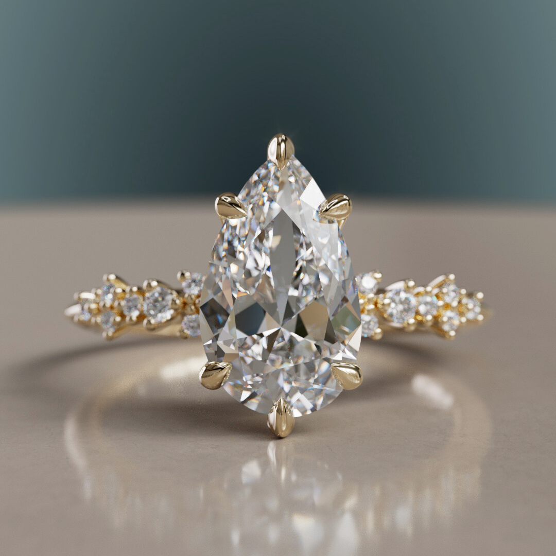 Marquise Shaped Three Stone Lab Grown Diamond Engagement Ring