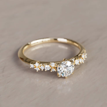 Marquise Shaped Three Stone Lab Grown Diamond Engagement Ring