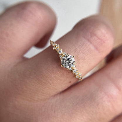 Marquise Shaped Three Stone Lab Grown Diamond Engagement Ring