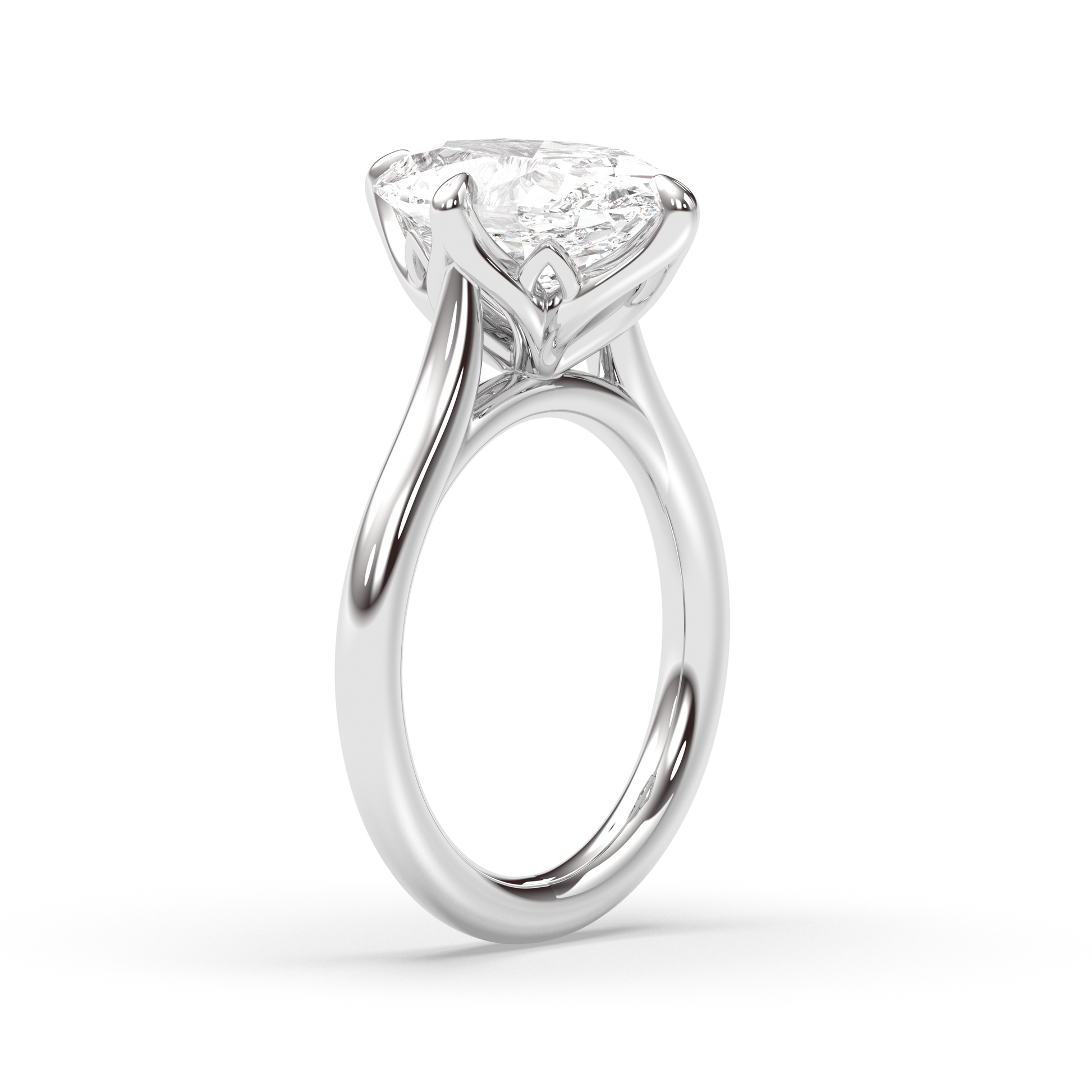 Marquise Shaped Three Stone Lab Grown Diamond Engagement Ring
