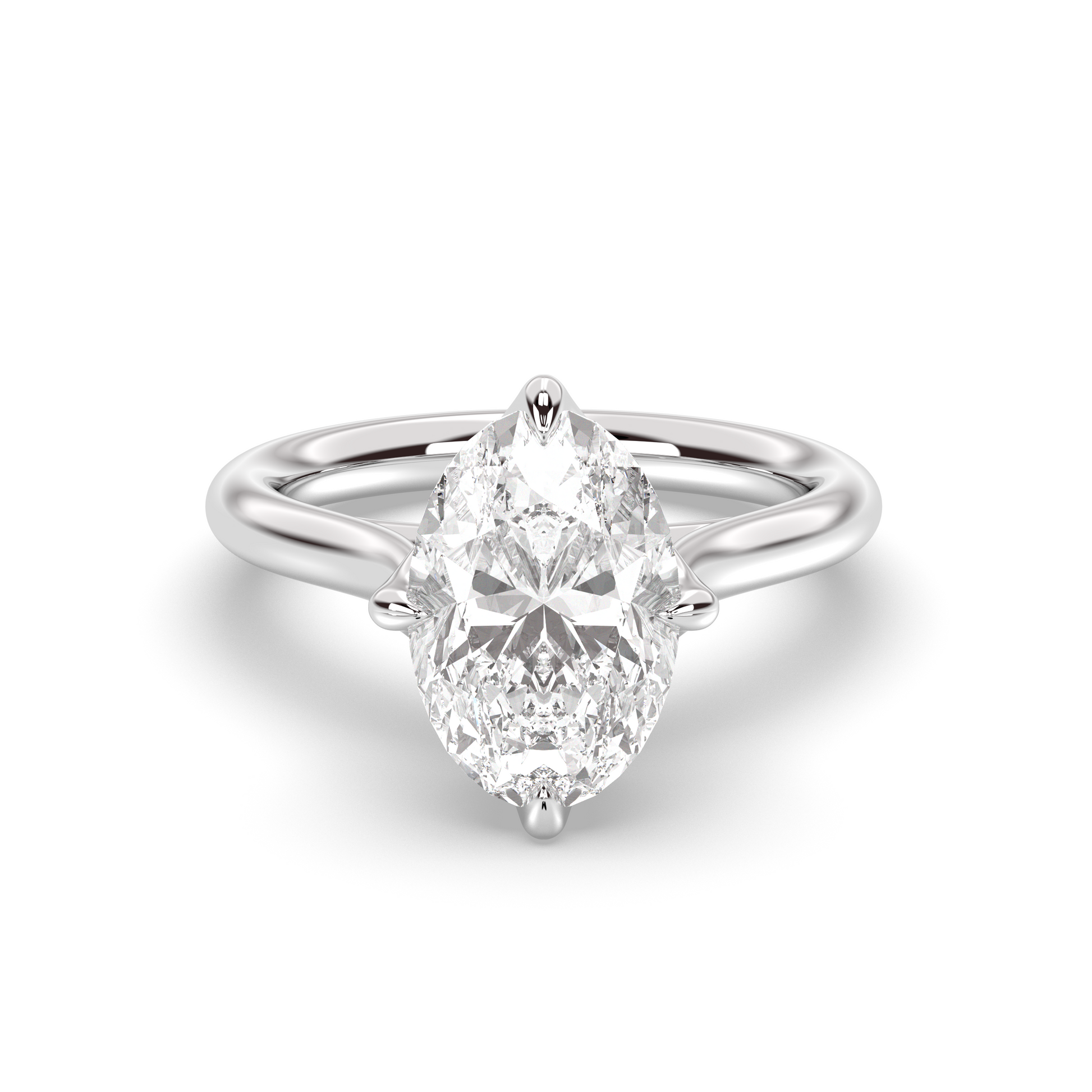 Marquise Shaped Three Stone Lab Grown Diamond Engagement Ring