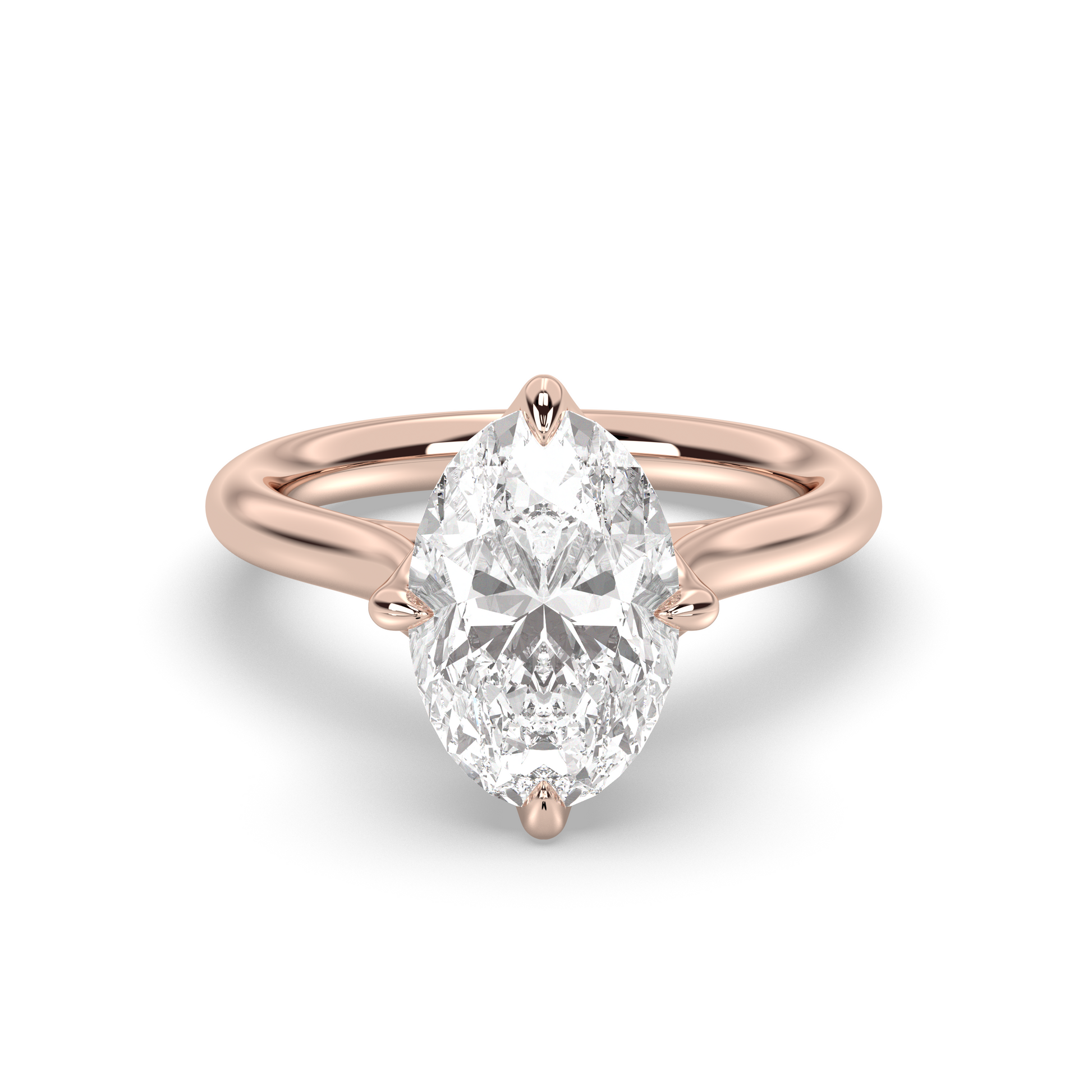 Marquise Shaped Three Stone Lab Grown Diamond Engagement Ring
