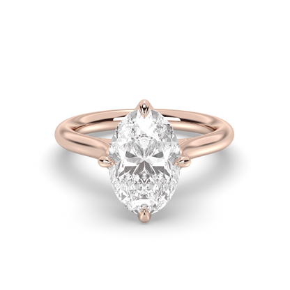Marquise Shaped Three Stone Lab Grown Diamond Engagement Ring