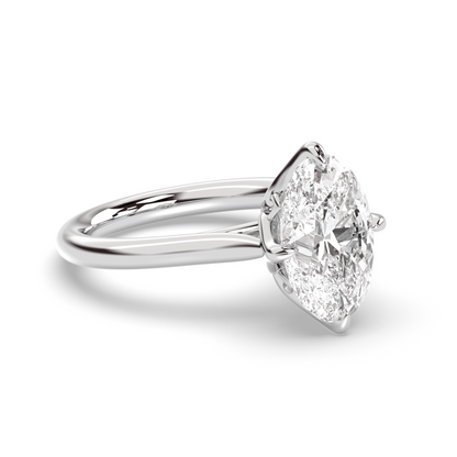 Marquise Shaped Three Stone Lab Grown Diamond Engagement Ring