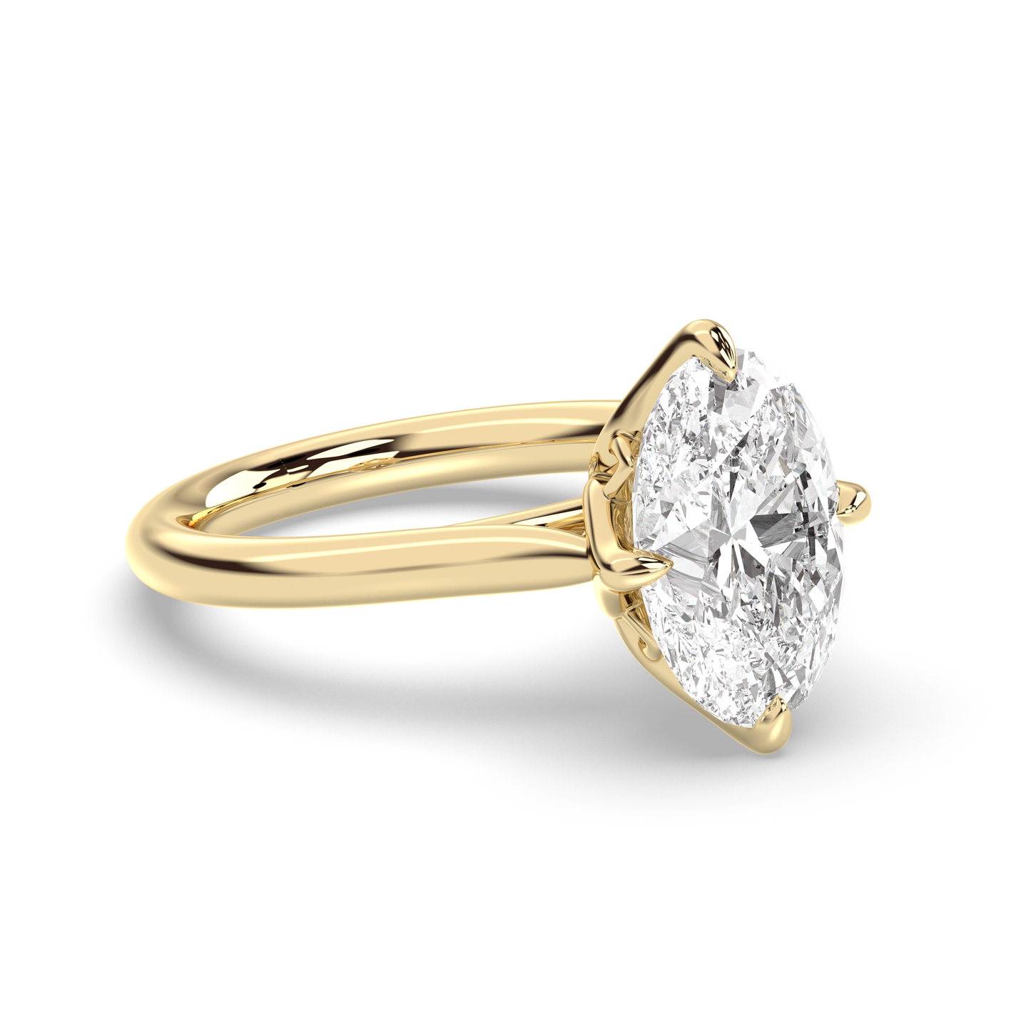 Marquise Shaped Three Stone Lab Grown Diamond Engagement Ring
