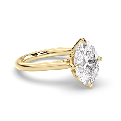 Marquise Shaped Three Stone Lab Grown Diamond Engagement Ring