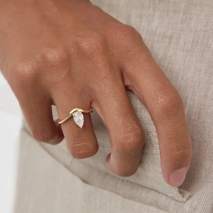 Timeless 1 CT Pear Cut Swirl Solitaire Styled Lab Grown Diamond Engagement Ring