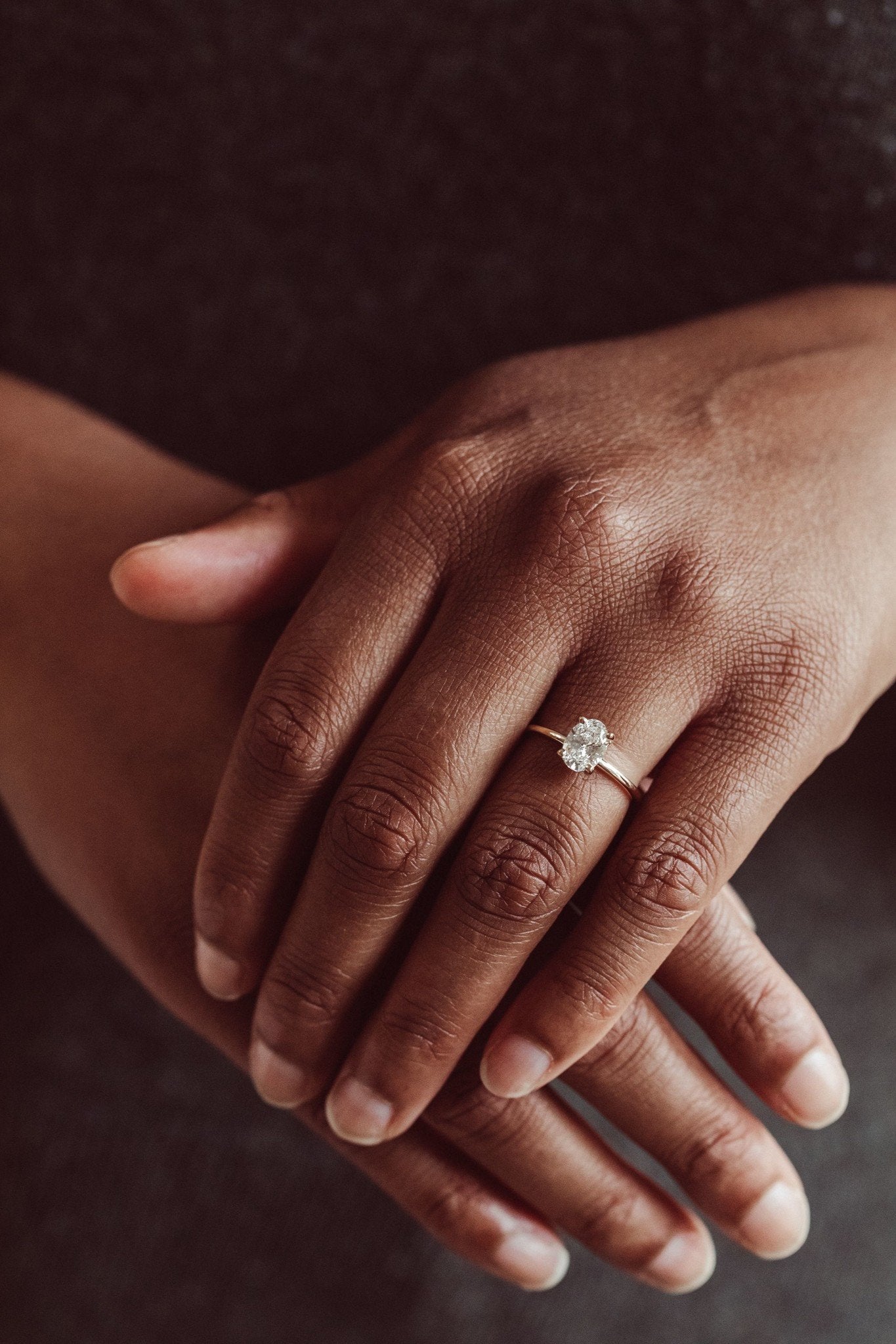 Marquise Shaped Three Stone Lab Grown Diamond Engagement Ring