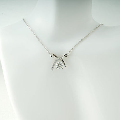 1.0 TCW Round Moissanite Diamond Unique Pendant Necklace in Solid Gold 9