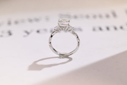 Stunning 1.0 - 2.0 CT Asscher Moissanite Engagement Ring With Twisted Pave Design 8