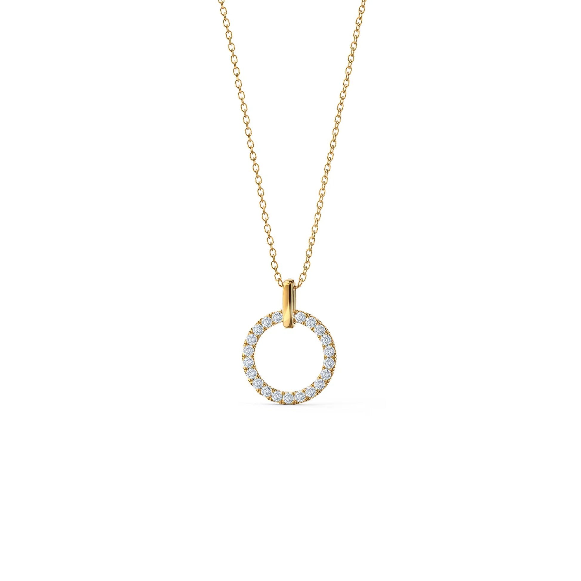 0.80 TCW Round Moissanite Diamond Circle Pendant Necklace in Solid Gold 4