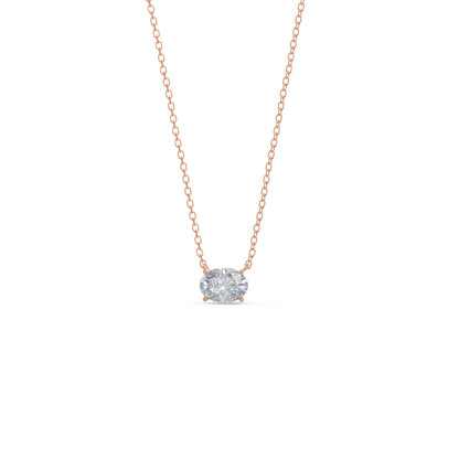1.0 CT East West Oval Cut Moissanite Diamond Solitaire Pendant Necklace in Solid Gold 4