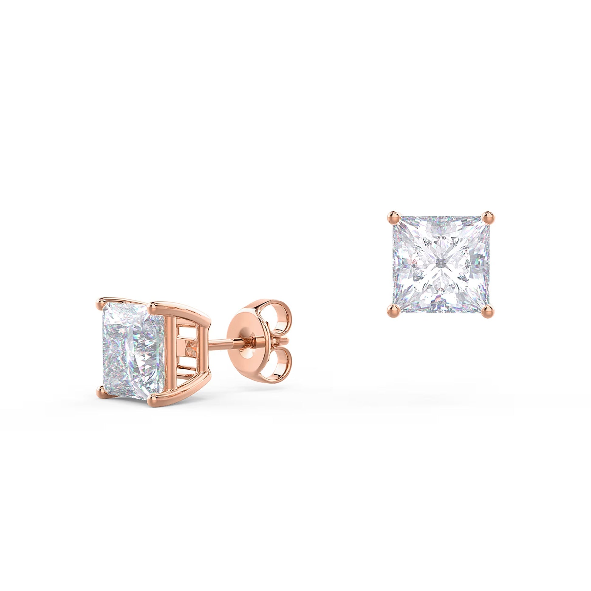 1.0 TCW Princess Shape Moissanite Stud Earrings in Gold 5