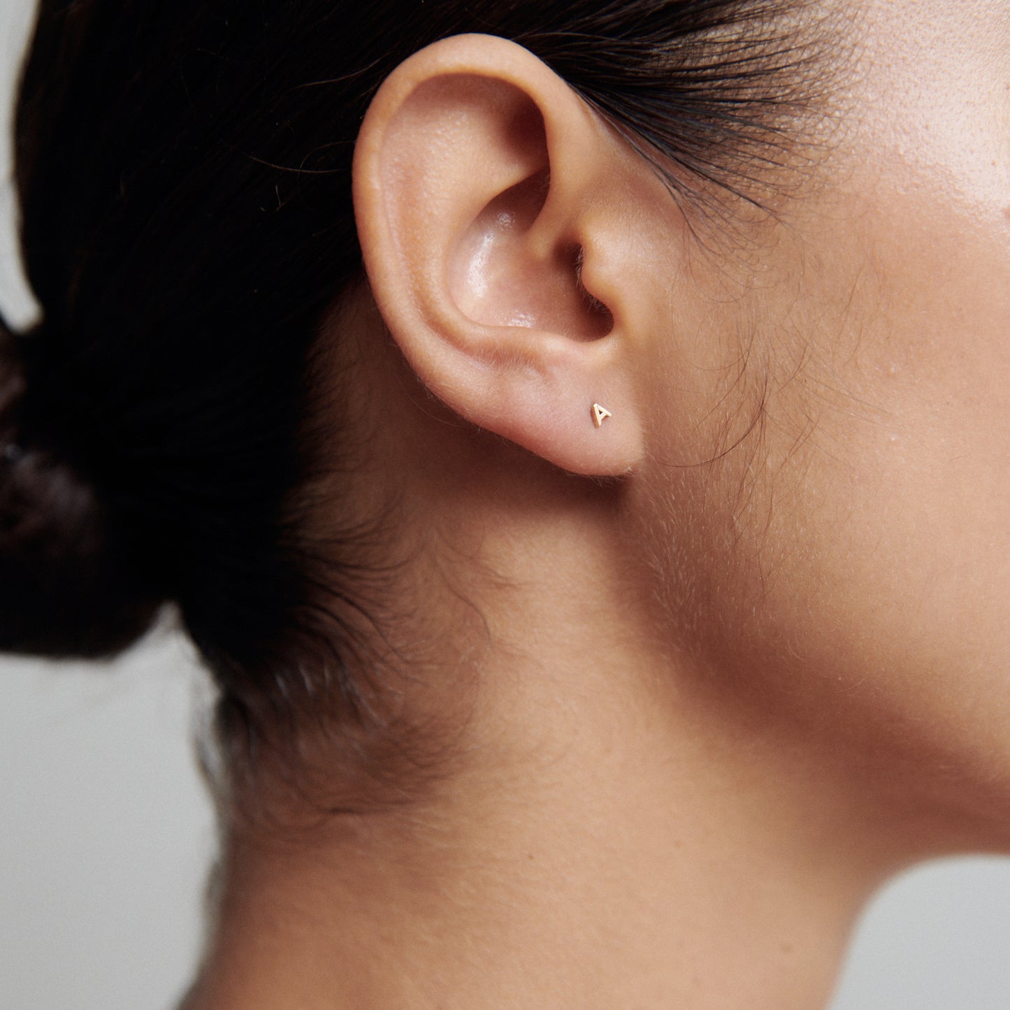 Micro Letter Earrings in Gold 4