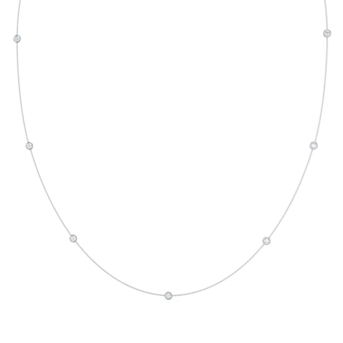 0.60 CT Round Moissanite Diamond Floating Diamond Bezel Necklace in Solid Gold 4