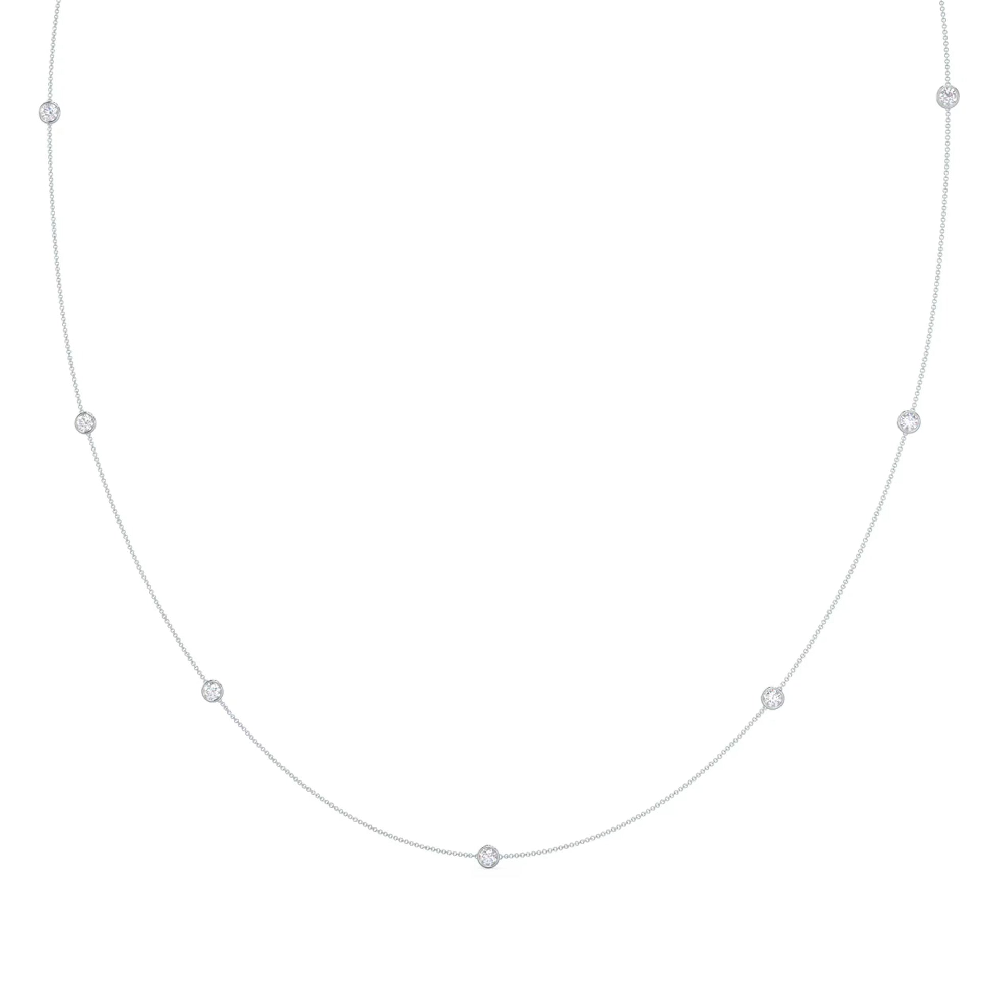 0.60 CT Round Moissanite Diamond Floating Diamond Bezel Necklace in Solid Gold 4