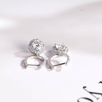 1.30 TCW Round Cut Moissanite Drop Earrings in Gold 7