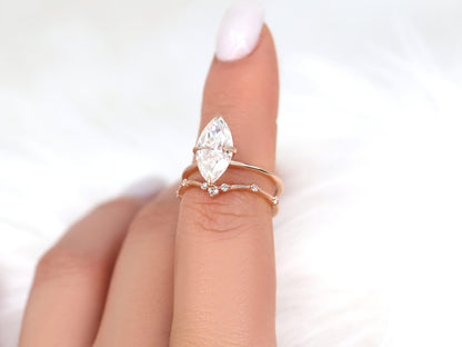 2.8 CT Marquise Cut Dainty Lab Grown Diamond Bridal Ring Set