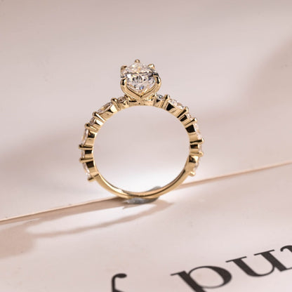 Stunning 1.0 - 2.0 CT Pear Moissanite Engagement Ring with Pave Design 9