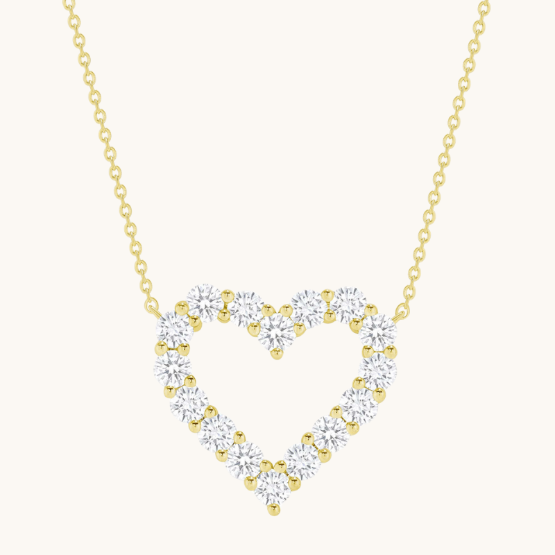 0.40 TCW Round Moissanite Diamond Heart Pendant Necklace in Solid Gold 1