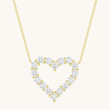 0.40 TCW Round Moissanite Diamond Heart Pendant Necklace in Solid Gold 1