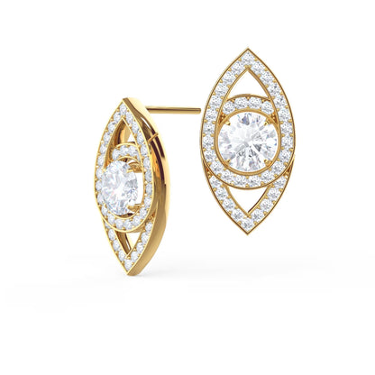 1.50 TCW Round Cut Moissanite Evil Eye Stud Earrings in Gold 1
