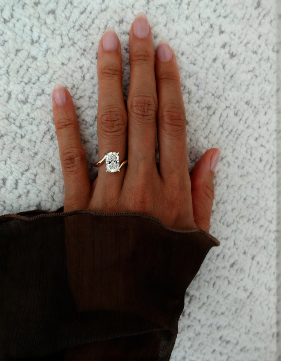 2.5 CT Elongated Cushion Cut Classic Plain Stacking Lab Grown Diamond Bridal Ring Set