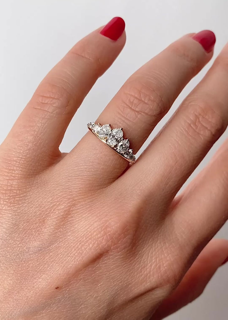 0.95 TCW Oval & Round Multi Stones Lab Grown Diamond Wedding Band