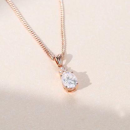 1.10 CT Oval Moissanite Diamond Criss Cross Pendant Necklace in Solid Gold 3