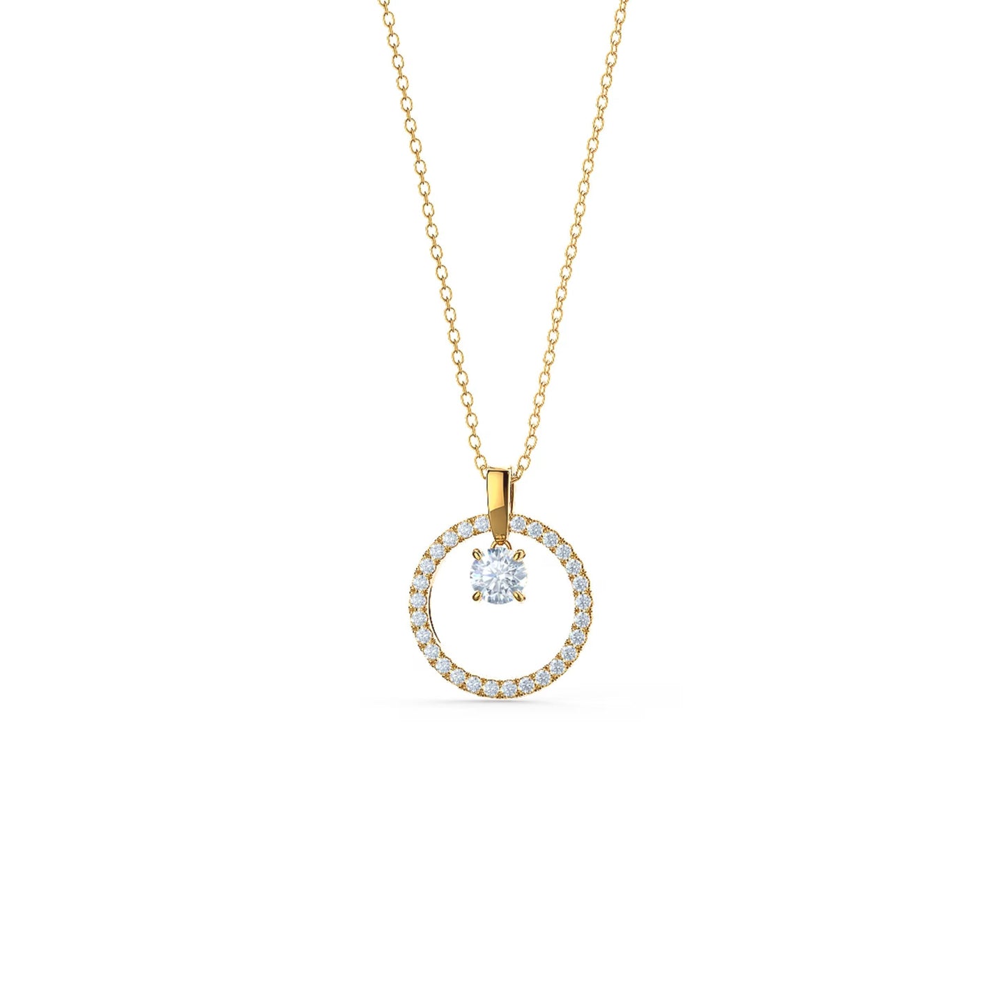 1.50 CT Round Moissanite Diamond Floating Stone Pendant Necklace in Solid Gold 3