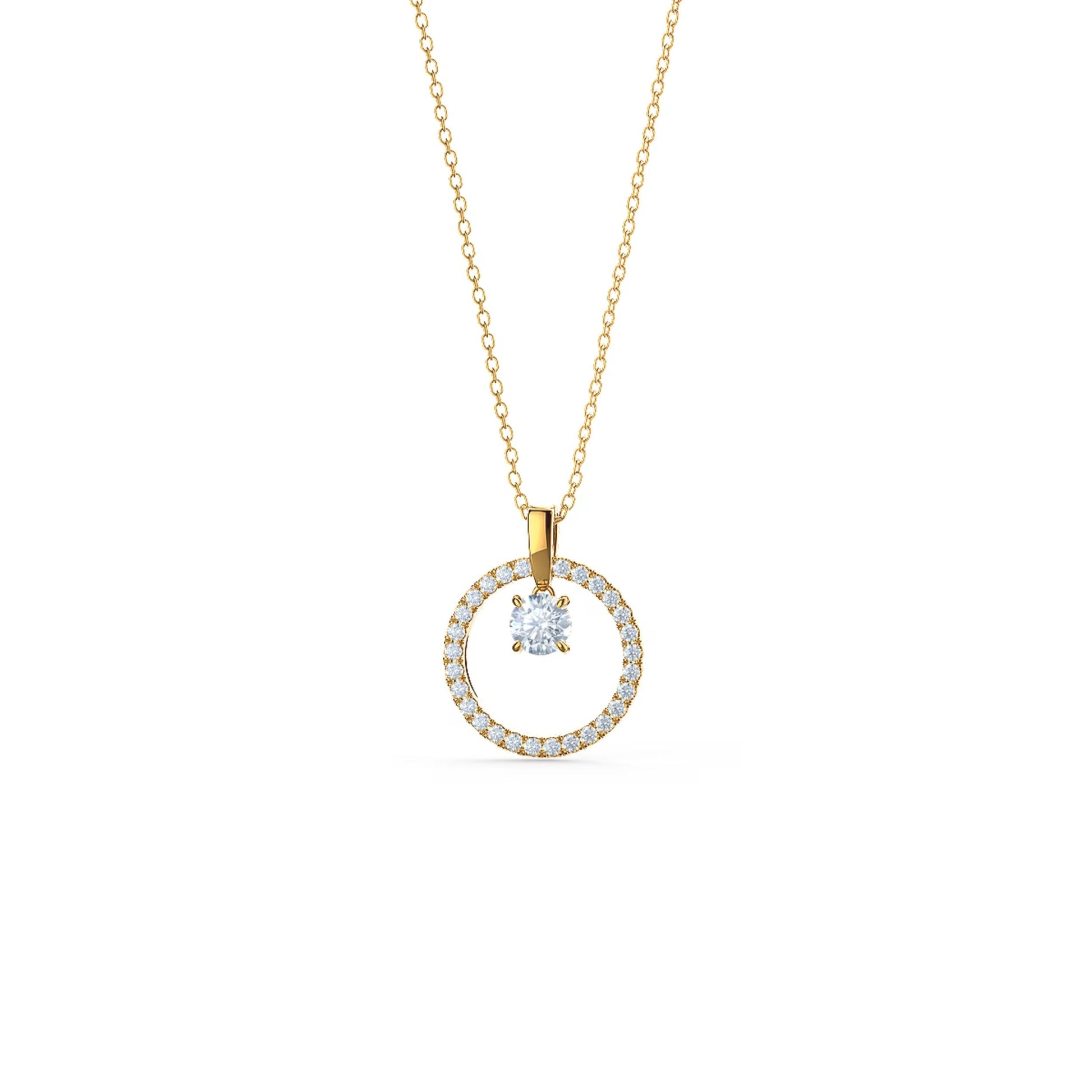 1.50 CT Round Moissanite Diamond Floating Stone Pendant Necklace in Solid Gold 3