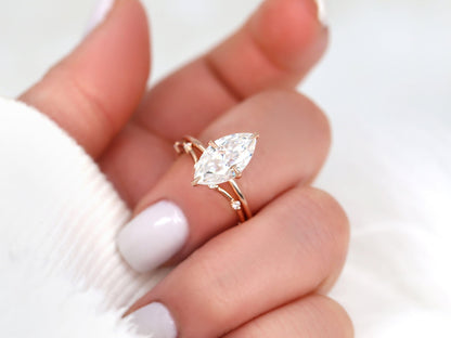 2.8 CT Marquise Cut Dainty Lab Grown Diamond Bridal Ring Set