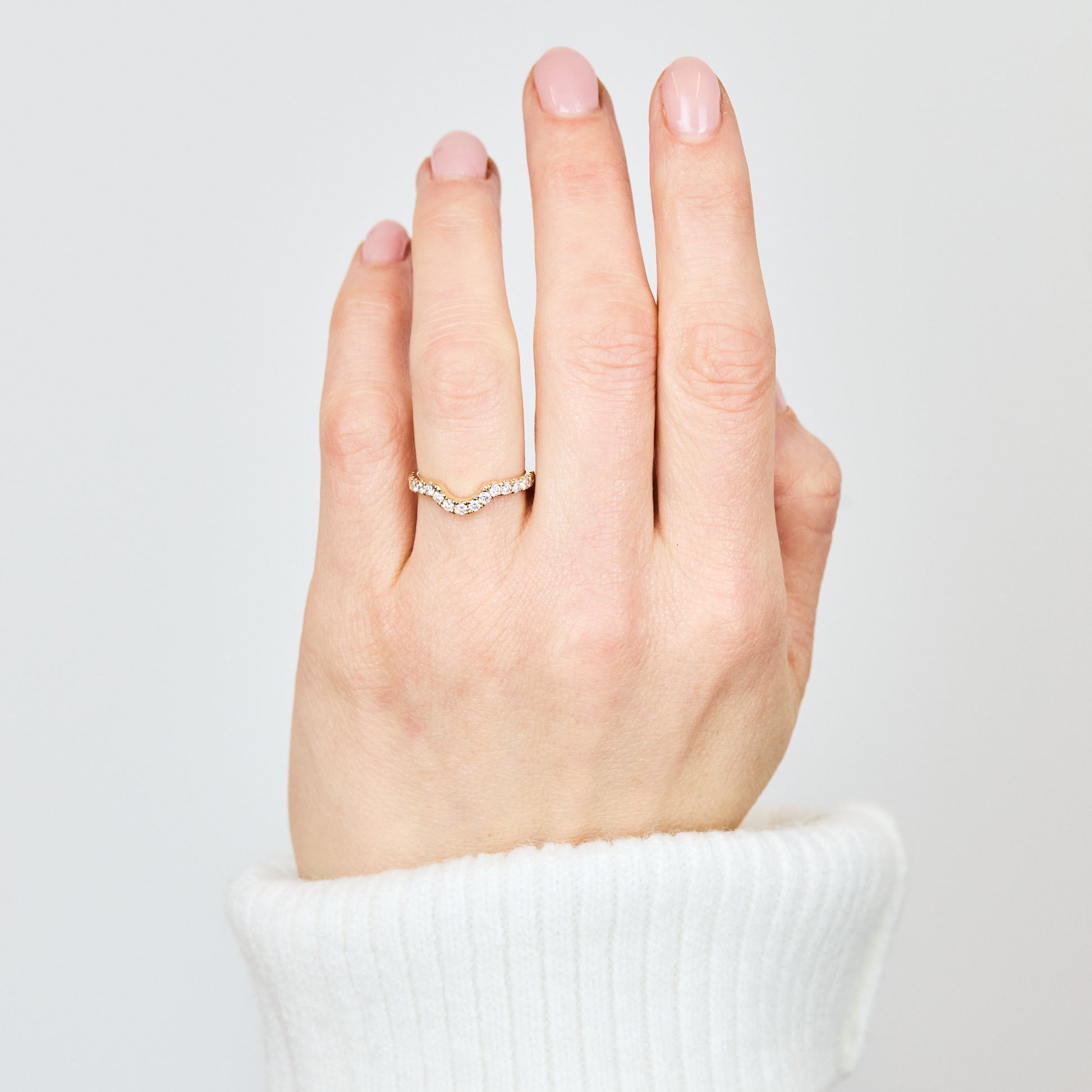 0.25 TCW Round Shaped Half Eternity Lab Grown Diamond Wedding Band