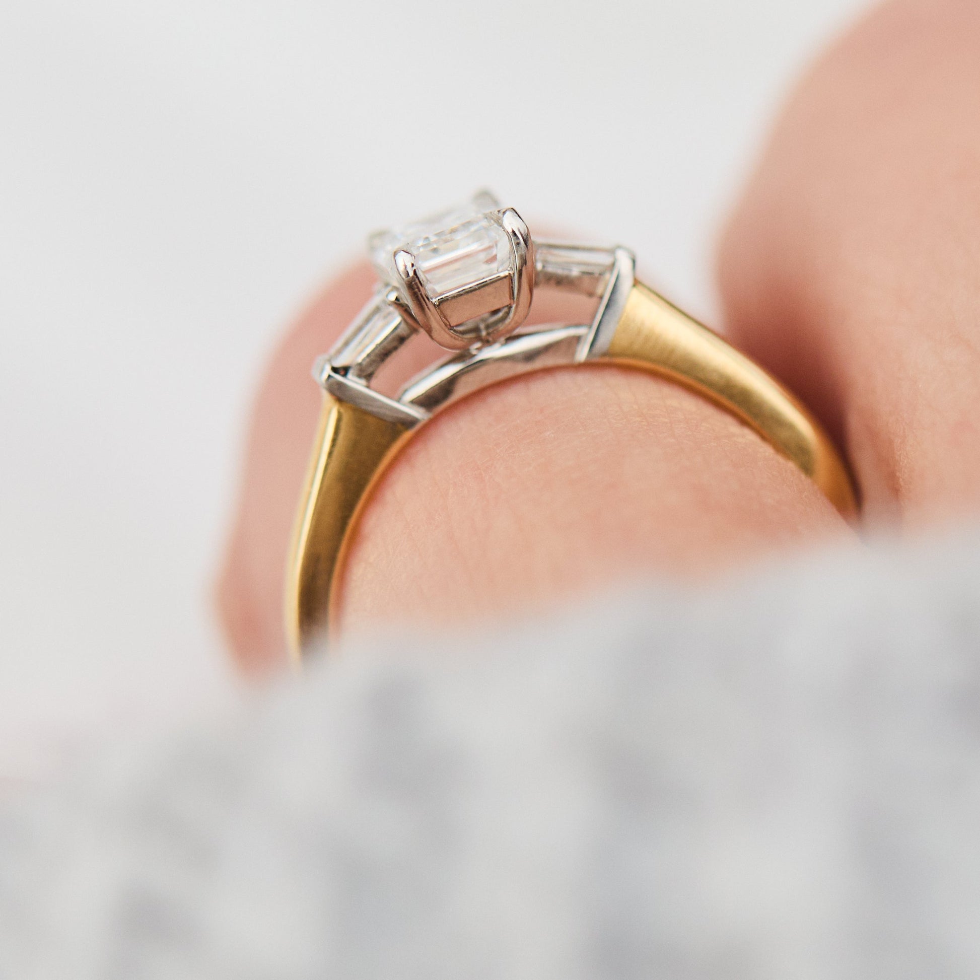 Marquise Shaped Three Stone Lab Grown Diamond Engagement Ring